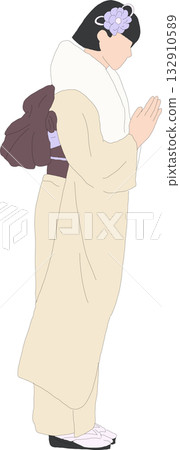 一個女人穿著祈禱 132910589