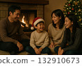 Family spending Christmas night together 132910673