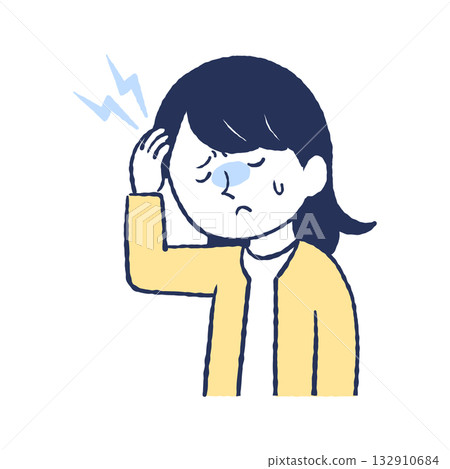 一位患有頭痛和耳鳴的女性 132910684