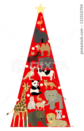 Animal Christmas tree Animal Christmas tree 132910704