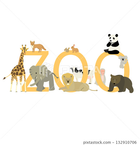 動物玩耍字母 ZOO 的插圖 132910706