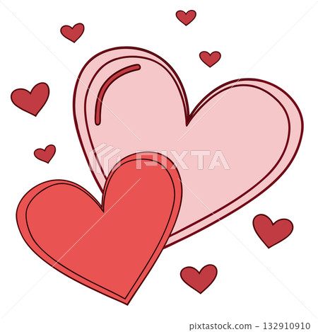 Romantic Heart Illustration with Red and Pink Tones 132910910