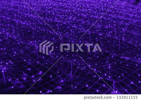 Futuristic background of purple led lights arranged in grid pattern, network, glowing at night Futuristic background of purple led lights arranged in grid pattern, network, glowing at night 132911155