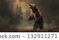 A threatening brown bear in the forest 132911271