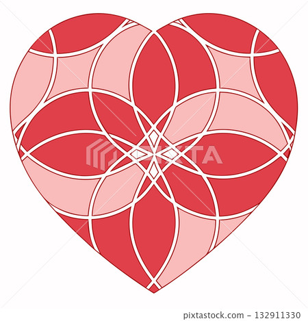 Geometric Heart Design in Red and Pink Tones 132911330