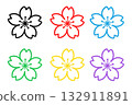 Colorful cherry blossom icon illustration set 132911891