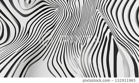 Monochrome line art background with wavy patterns. 132911965