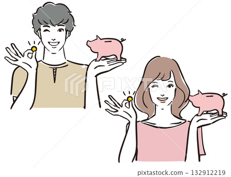 令人耳目一新的30多歲、穩定儲蓄的男士和女士 132912219
