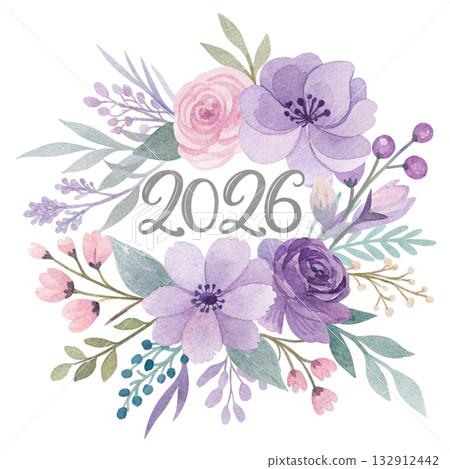 The most beautiful bouquet of flowers with the text 2026  132912442