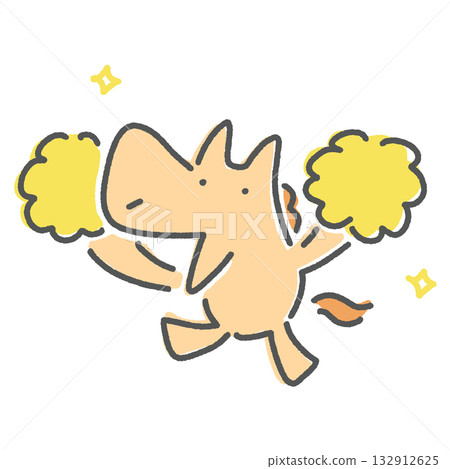 笑容燦爛的駿馬揮舞著彩球歡呼，跳起歡呼舞慶祝。 132912625