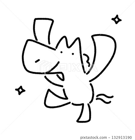 一匹微笑的馬擺出萬歲的姿勢,健康、慶祝、快樂,單色 一匹微笑的馬擺出萬歲的姿勢,健康、慶祝、快樂,單色 132913190