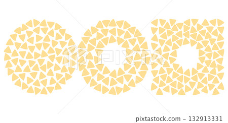 Nacho chips Circular and Square Frame Border Copy space Template and Round Backdrop Mexican Cuisine 132913331