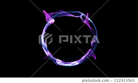 Elegant glowing sphere made of blue and purple fractal waves flowing smoothly with luminous depth and ethereal light on dark background. Elegant glowing sphere made of blue and purple fractal waves flowing smoothly with luminous depth and ethereal light on dark background. 132913563