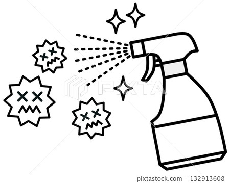 Illustration of disinfecting bacteria and viruses with disinfectant spray Illustration of disinfecting bacteria and viruses with disinfectant spray 132913608
