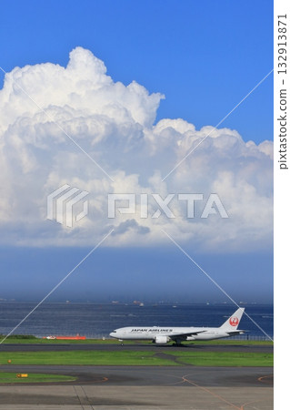 Passenger plane taking off and rising in the summer sky Passenger plane taking off and rising in the summer sky 132913871