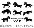 Cute horse monochrome illustrations collection of various poses 132913925
