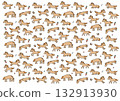 Cute hand-drawn horse pattern background illustration 132913930