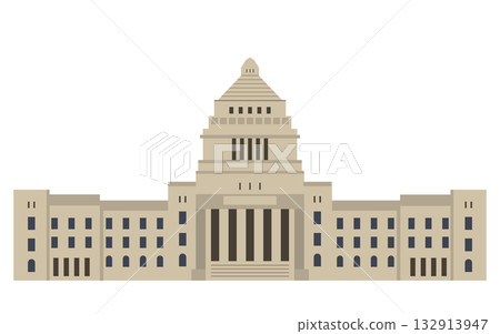 從正面拍攝的國會議事堂的簡單照片 132913947