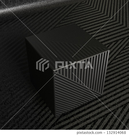Black square metal box with pattern 132914068