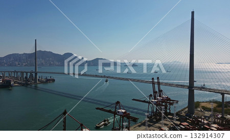 Stonecutters Bridge and commercial container port Stonecutters Bridge and commercial container port 132914307