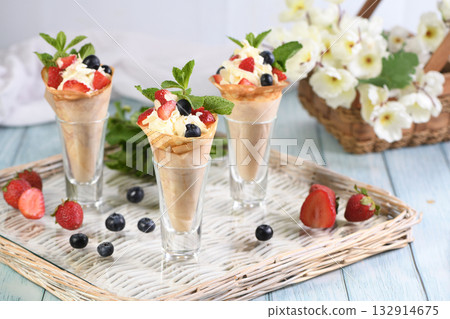 Delicious crepes with berries 132914675