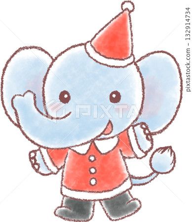 一幅可愛的小象穿著聖誕服裝的插圖 132914734
