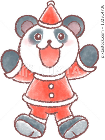 一幅可愛的熊貓穿著聖誕服裝的插圖 132914736
