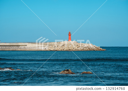 Red Lighthouse at Sokcho Pier, South Korea 132914768