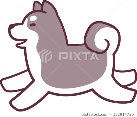 Cartoon running husky dog drawing 132914780