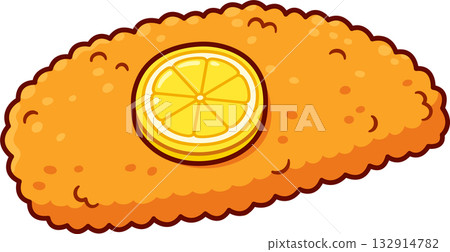 Wiener schnitzel breaded cutlet cartoon drawing 132914782