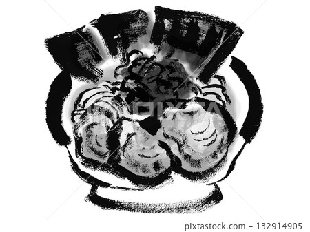 Japanese-style brush-drawn illustration of Iekei Ramen 132914905