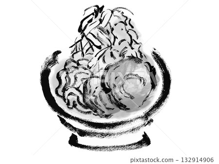 日式水墨畫風格的次郎拉麵插圖 132914906