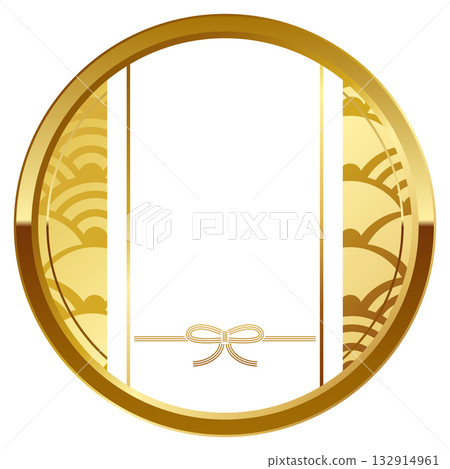 奢華的日式白色和金色弓形相框 132914961