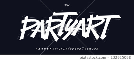 Brushstroke Graffiti Font, Groovy Street Art Alphabet, Handdrawn Urban Letters, Bouncy Italic Marker Script Type for Youth Brand Logo, Music Festival Headline, Bold Marker Typography. Vector Typeset 132915098