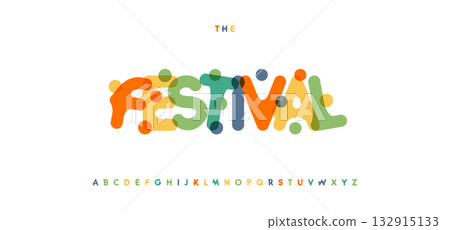 Confetti Carnival Font, Bright Colorful Alphabet, Playful Cartoon Letters, Rounded Funky Typeface, Joyful Festive Logo, Funny Comic Headline, Bouncy Typography, Creative Party Typeset. Vector Typeset 132915133