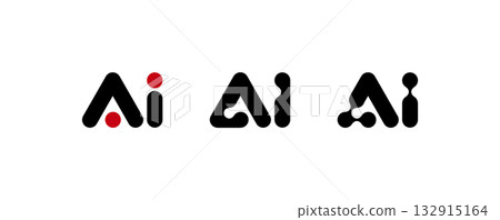 AI Icon Set Artificial Intelligence Logos, Rounded Letter Logotype for Innovative Technology Business, Automative Computer Tech Sign Symbol Set. Modern Point Logo Design. Vector Illustration 132915164