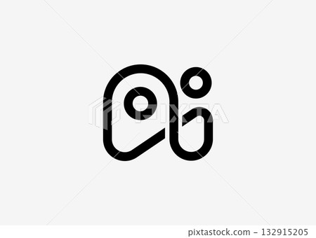 AI Icon, Artificial Intelligence Tool Logo Design, Line Badge, AI Assistent Agent App Symbol, Generate Technology App, Line Abstract Symbol for Digital Computer Tech Business. Vector Illustration. 132915205