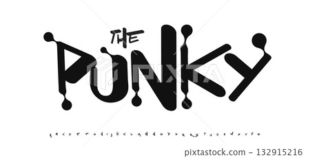 Punky Drip Font, Funky Witty Alphabet, Creative Rounded Typography, Urban Subculture Lettering for Music Rock Band Logo, Cover Headline, Street Art Graffiti. Trendy Fonts Design. Vector Typeset 132915216