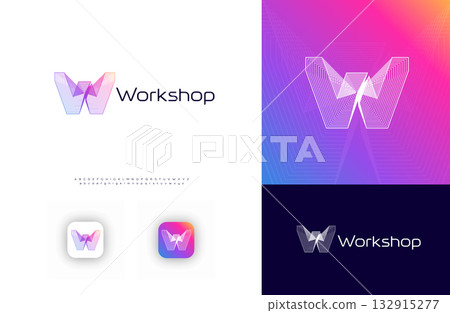 Creative Architect Logo 3D Line Logotype Engineering Technology, Architectural Monogram, Letter W for Architectural Company Business Branding Concept. Vector Illustration 132915277