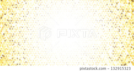 Luxury mosaic gradient background, gold triangle pattern with fade, geometric white golden backdrop for premium product promo, certificate, invitation. Yellow low polygon triangles BG. Vector texture 132915323