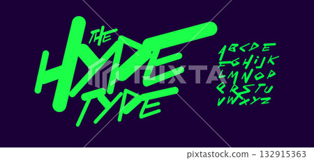 Graffiti Punk Alphabet, Bold Marker Handdrawn Font, Urban Rebellious Bounce Typeface for Skate Logo, Teenage Hype Headline, Freestyle Type Hiphop Typography, Trendy Typographic Design. Vector Typeset. 132915363