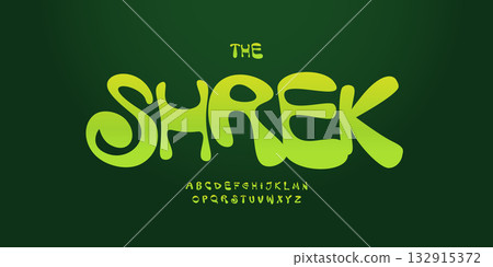 Green bounce alphabet, funky jelly letters, slime cartoon font for kids logo, playful headline lettering, monster typography, ogre fairytale typographic design. Vector typeset. Green bounce alphabet, funky jelly letters, slime cartoon font for kids logo, playful headline lettering, monster typography, ogre fairytale typographic design. Vector typeset. 132915372