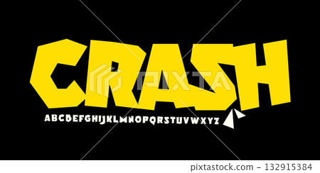 Bouncy rock alphabet, restless blocky letters, heavy bold comic font for kid logo, school headline, skateboard typography. Rebellious cartoon typographic design. Vector typeset. Bouncy rock alphabet, restless blocky letters, heavy bold comic font for kid logo, school headline, skateboard typography. Rebellious cartoon typographic design. Vector typeset. 132915384