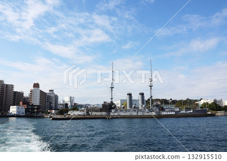 Sarushima Ferry Terminal, Mikasa Pier, and the Mikasa Memorial Ship, adjacent to Mikasa Park 132915510