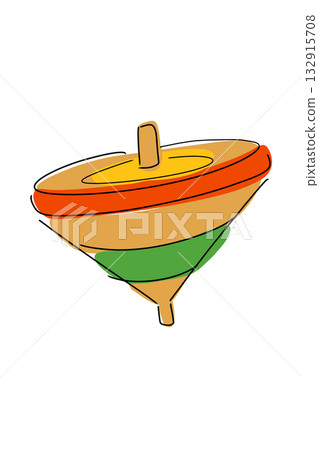 手繪陀螺插圖－新年節慶素材 132915708