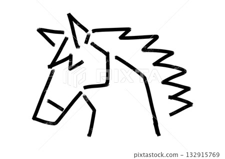 現代馬匹插畫，以直線繪製 132915769
