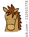 A loosely drawn line drawing of a horse's face (Year of the Horse/Animal/Cute), colored 132915778