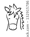 A loosely drawn line drawing of a horse's face (Year of the Horse/Animal/Cute) 132915786