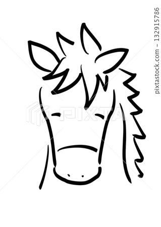 一幅線條隨興的馬臉素描(馬年/動物/可愛) 一幅線條隨興的馬臉素描(馬年/動物/可愛) 132915786