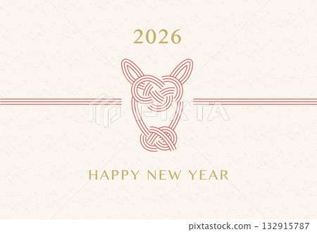 以簡約水引圖案為主題的新年賀卡設計(馬年) 以簡約水引圖案為主題的新年賀卡設計(馬年) 132915787